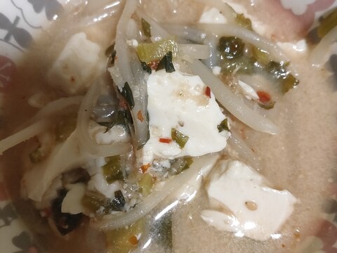 小松菜ともやしの肉なし坦々スープ